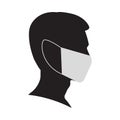 Man profile face silhouette in medical mask. Male head illustration. Vector illustration Royalty Free Stock Photo